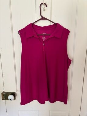 croft & barrow Sleeveless Zip Polo Top - Fuchsia